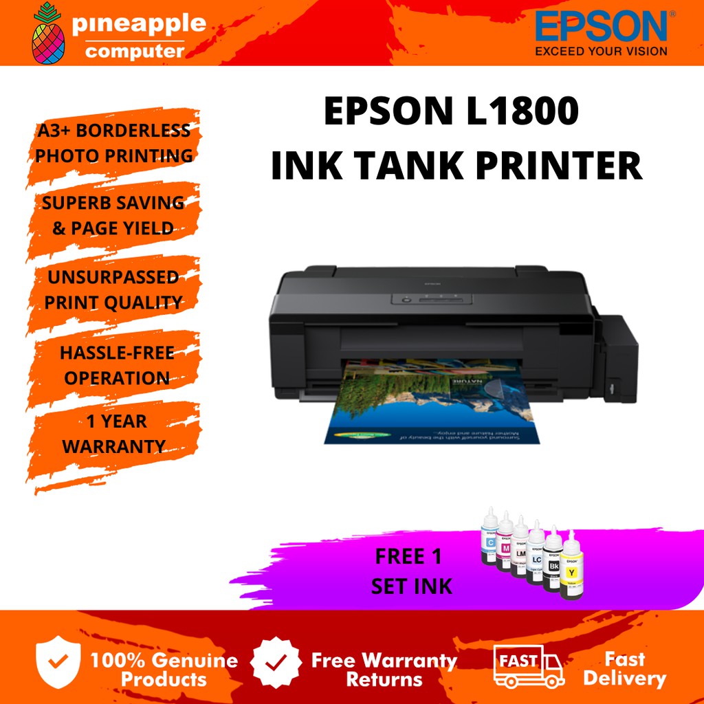 Epson L1800 A3 Ink Tank Photo Printer Print Only Shopee Malaysia