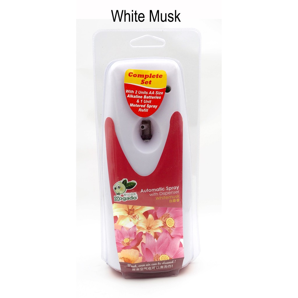 Kogado Air Freshener Dispenser Set Wall Mounted With Automatic Spray Machine And Refill White Musk Pewangi