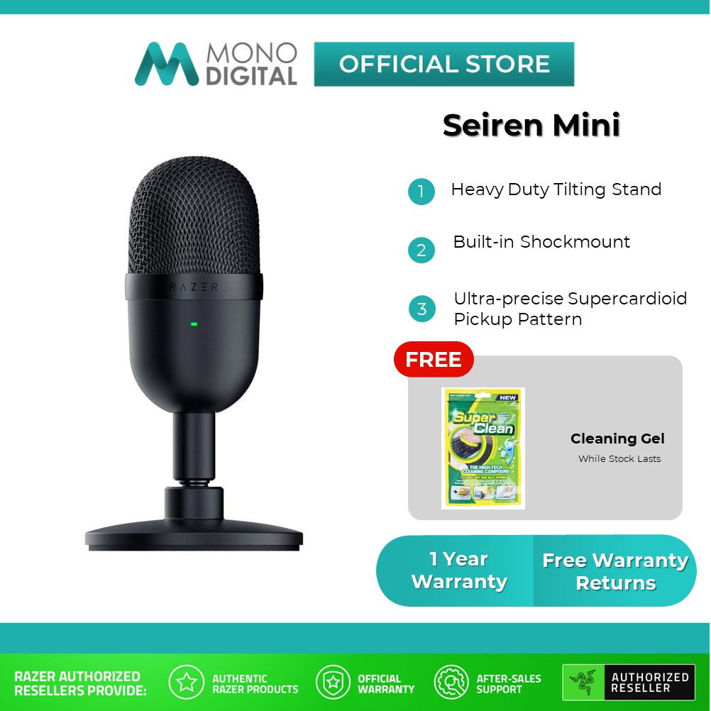 RAZER Seiren Mini Ultra Compact and Portable Streaming Microphone RZ19-03450100-R3M1 (Free 3 Pcs KF94 Mask)