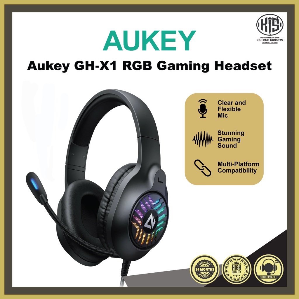 Aukey GHX1 RGB Gaming Headphone with Mic Shopee Malaysia
