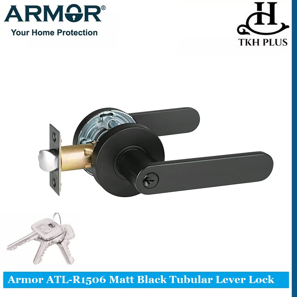ARMOR ATL-R1506 Matt Black Tubular Lever Lock c/w 60mm/70mm Latch Armor ...