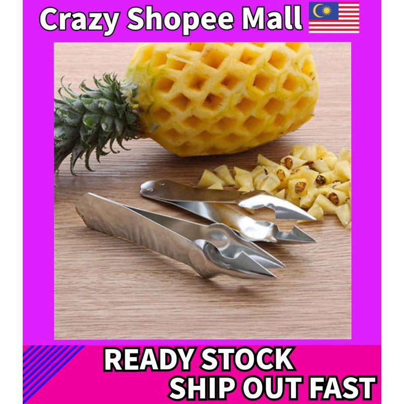 Stainless Steel Pineapple Eye Peeler Seed Remover Clip Slicer Cutter Pengupas Mata Nenas