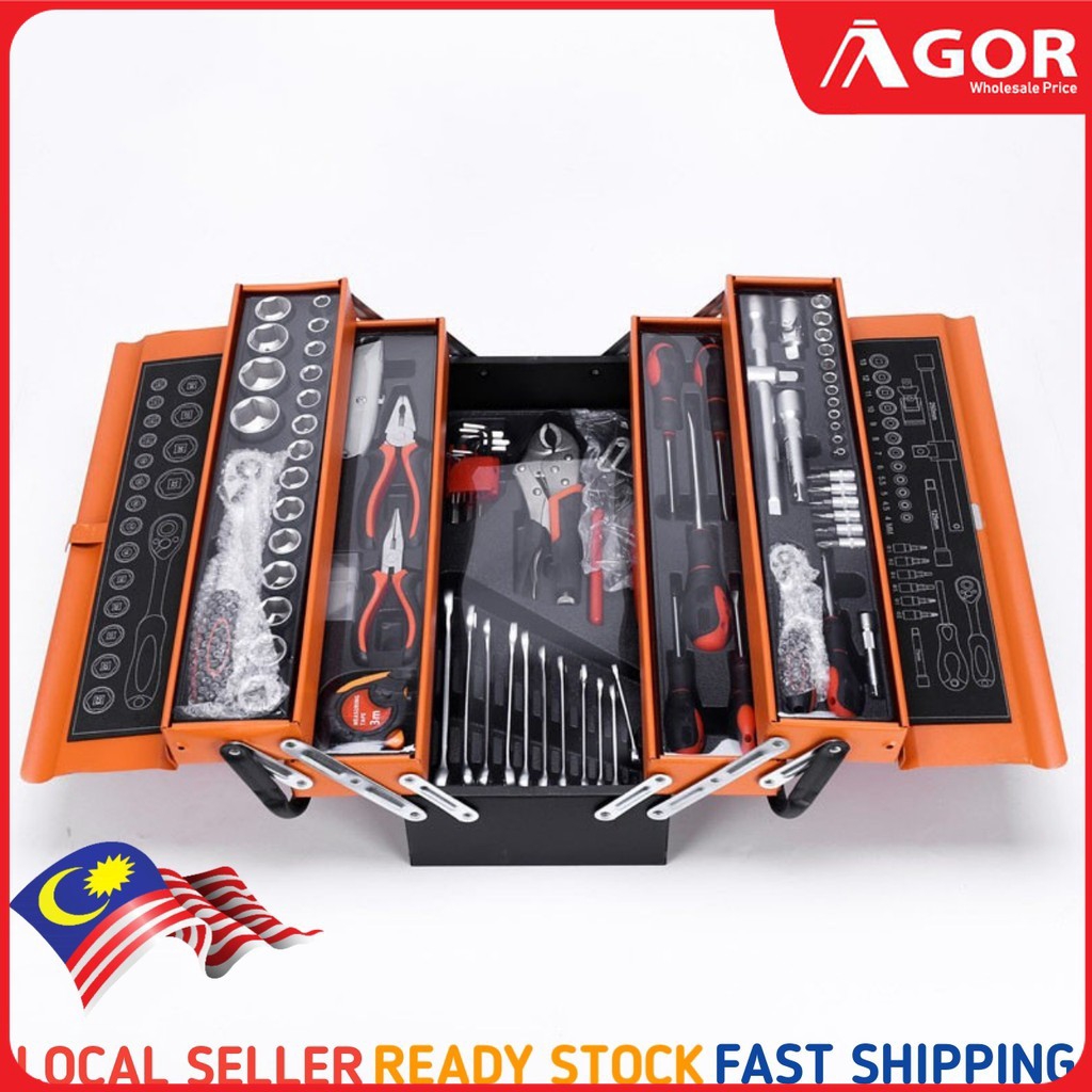 1/2" tools set 85 pcs tools set Cantilever Metal Tool Box Set 5 Tier