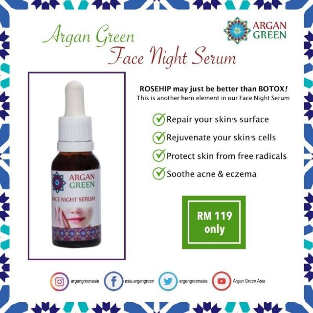 argan green face night serum