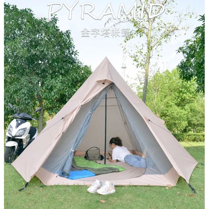 Kemah Pyramid Glamping Outdoor Camping Tent Double Layers Sunshade