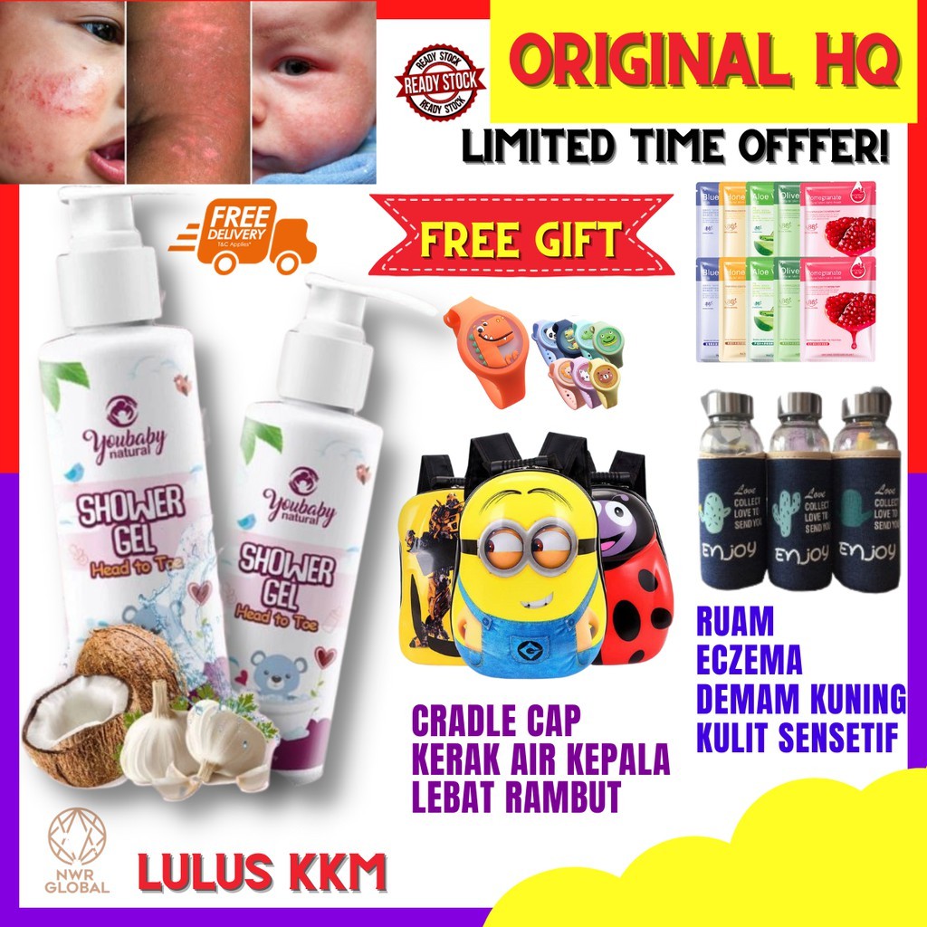 Youbaby Shower Gel Head to Toe Mandian Bayi Kuning Bayi Kulit Sensitif