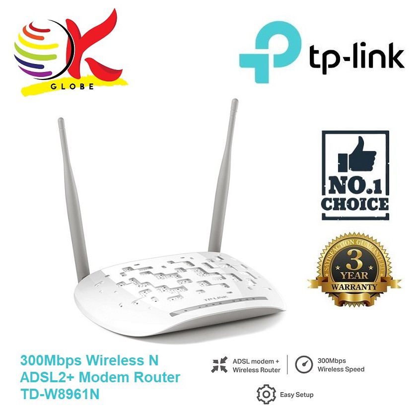 TPLINK TDW8961N (OEM/RETAIL PACK) 300MBPS WIRELESS N ADSL2+ MODEM
