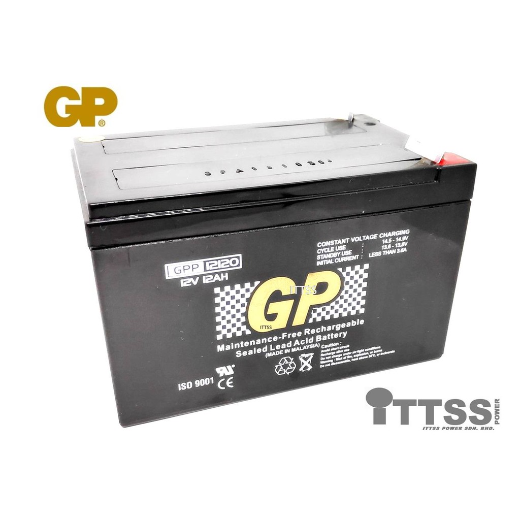 GP 12V 12AH Rechargeable Sealed Lead Acid VRLA Battery for scooter, backup, bike,ups, fishing etc