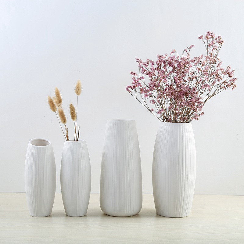 Modern White Ceramic Vases Tall Flower Table Vase For Home Decor Shopee Malaysia