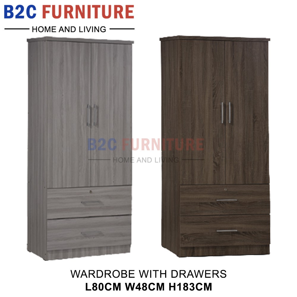 Diy è¡£æ©± è¡£æŸœ 2 Doors 2 Drawers Wardrobe Almari High Quality Wardrobe Cabinet Su932 Shopee Malaysia