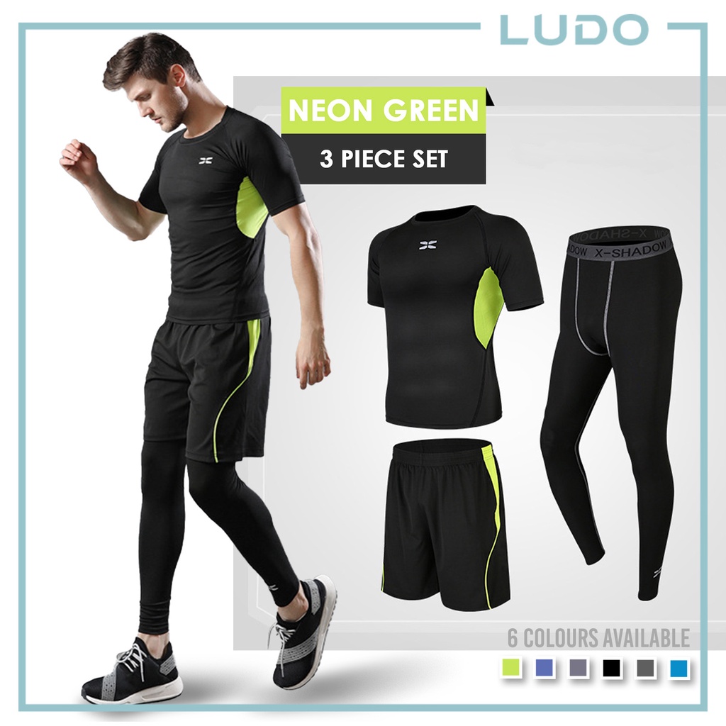 [????] 3 Pieces Sets Men's Sport Wear Shirt, Shorts, Long Legging Pants/ Lelaki Sukan 3 Helai Sets Baju, Se