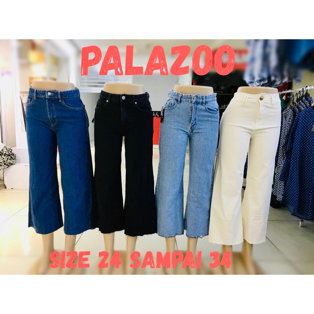 blue denim palazzo pants