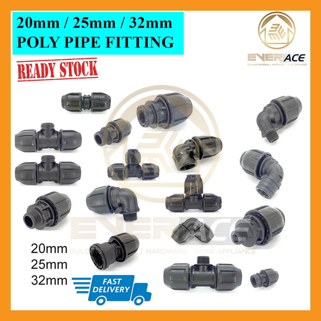 [ 1 UNIT ] POLY PIPE FITTING Elbow Socket Tee Nipple End Cap Poly Fitting Threaded Adaptor