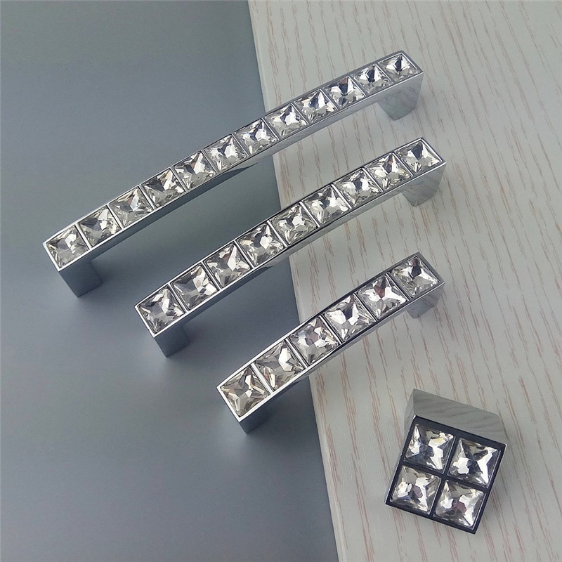 Shiny Crystal Glass Handle Diamond Furniture Sliding Door Drawer Knobs Wardrobe Kitchen Cabinets Cupboard Pull Handles Shopee Malaysia