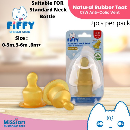 FIFFY Rubber Teat With Ventilation (2pcs)Standard neck teat bottle puting botol Shopee Malaysia