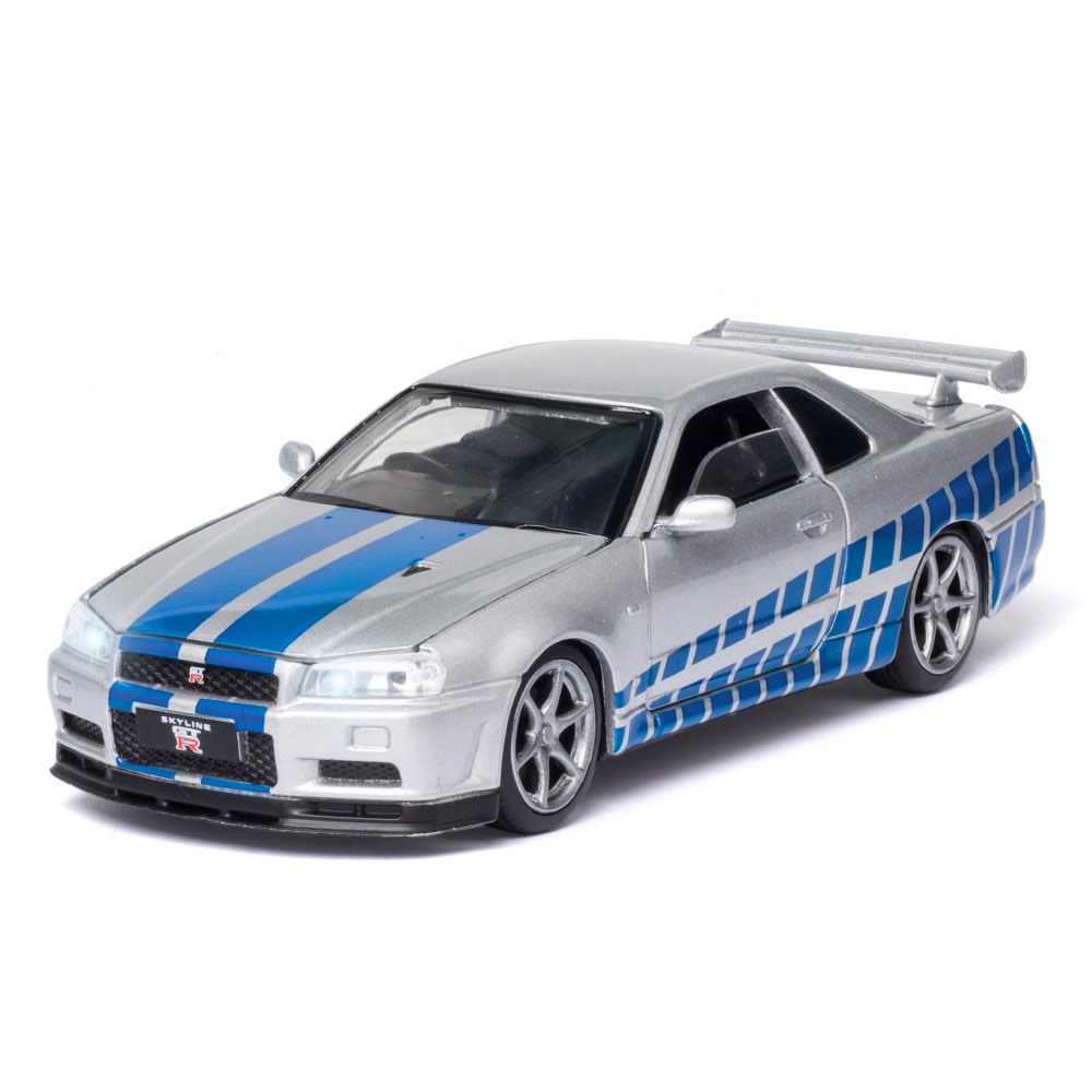 1 32 Nissan Skyline Gtr34 Simulation Alloy Diecast Vehicle Car Model Toy With Sound Light Pull Back Open Door Collection Gift Shopee Malaysia