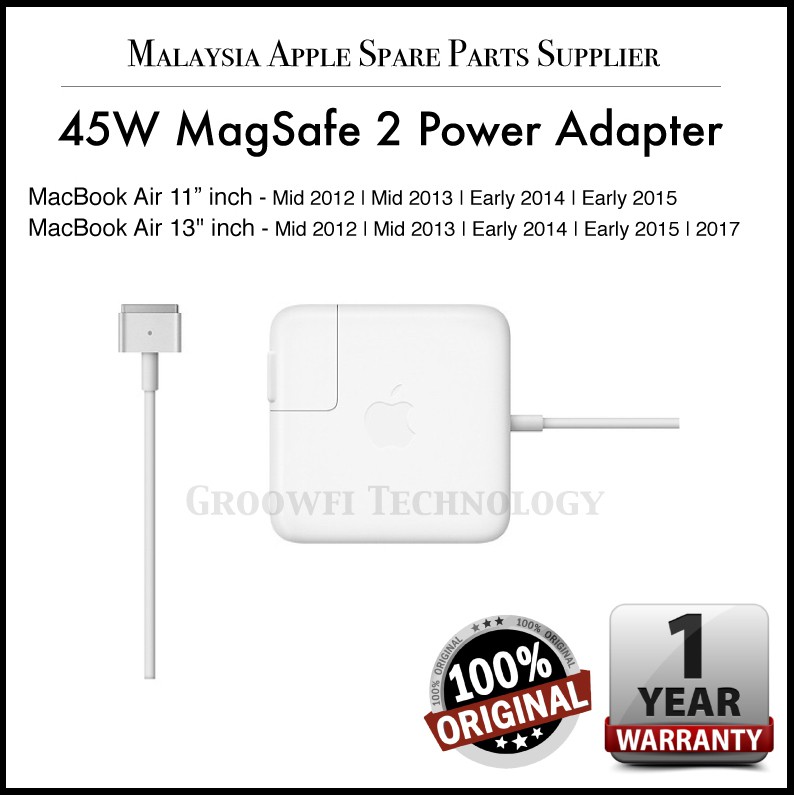 New Original Apple Macbook Air 11 Inch 13 Inch 12 13 14 15 17 45w Magsafe 2 Power Adapter Charger Shopee Malaysia