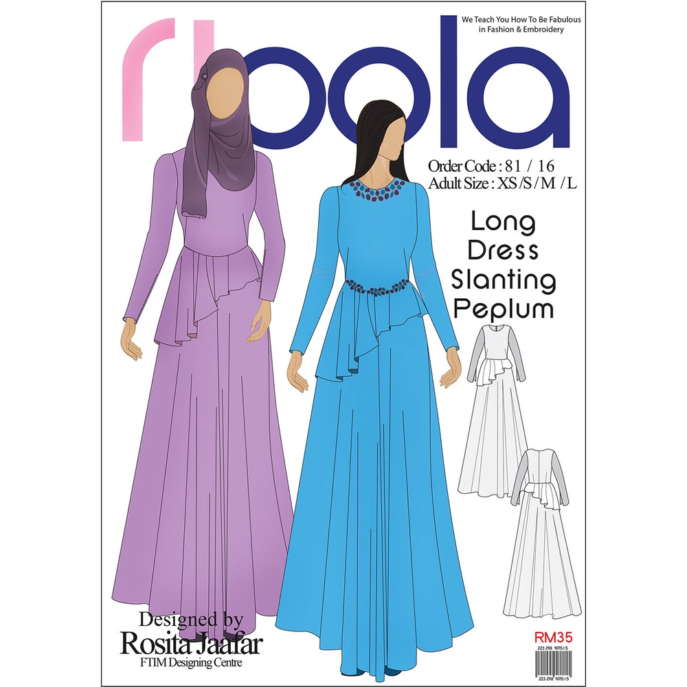 Pola Pakaian Jubah Maxi Slanting Dress 81 Rjpola Rosita Jaafar Shopee