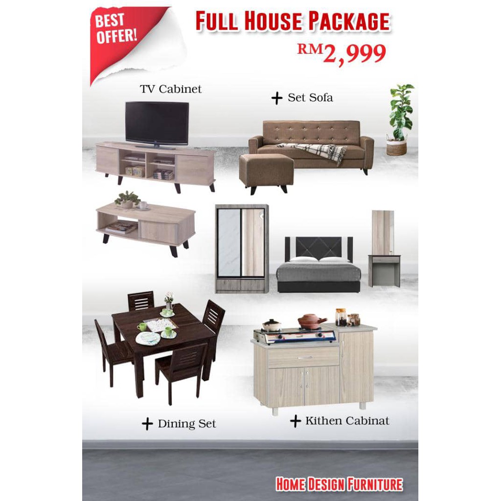 Home Package Full House Paling Murah Set Rumah Perabot Harga Kilang Lowest Price Warranty 