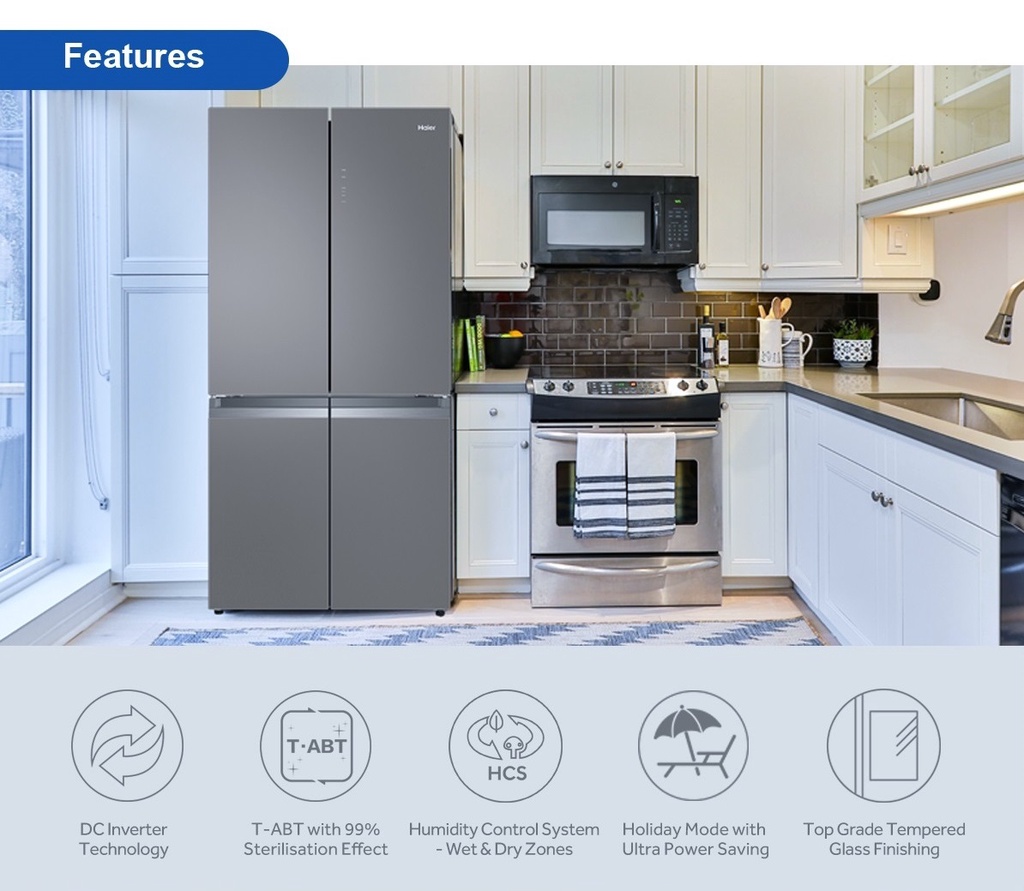 Haier 540L 4Door Refrigerator Twin Inverter Wet & Dry Zone Fridge HTF