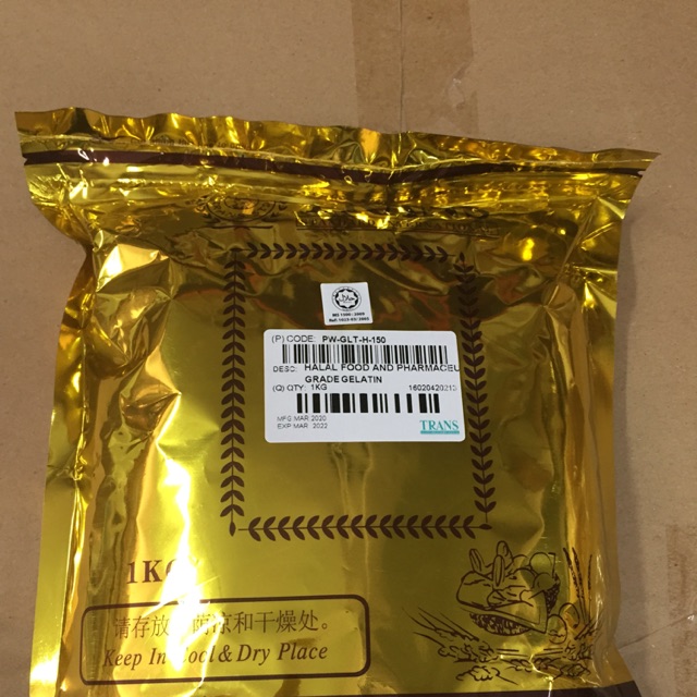 Gelatin powder halal 1kg Shopee Malaysia