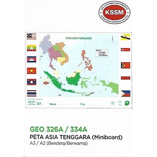 Miniboard A3 A2 Peta Zon Waktu Dunia, Bentuk Muka Bumi & Saliran 