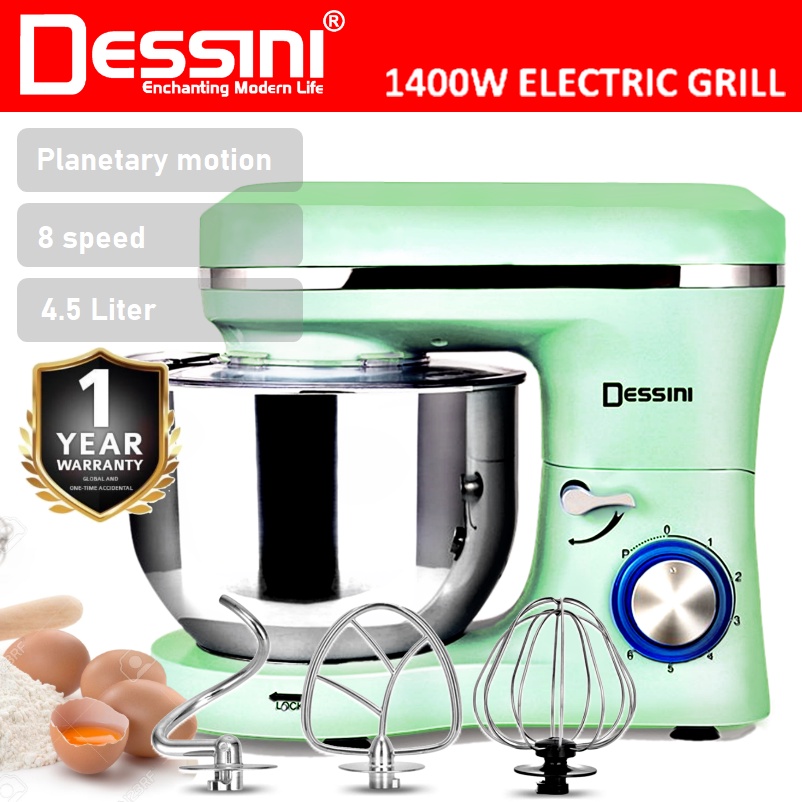 DESSINI ITALY 8 Speed Electric Stand Mixer Egg Beater Blender Grinder Dough Whisk Mesin 4.5L Bowl Pengadun Bancuh Telur