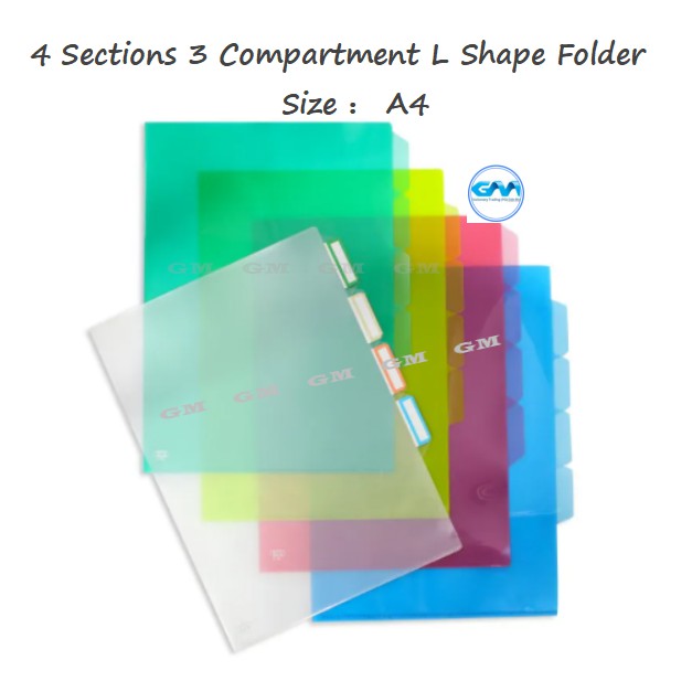 A4 L Shape File with Dividers Expanding File Holder Divider Tab