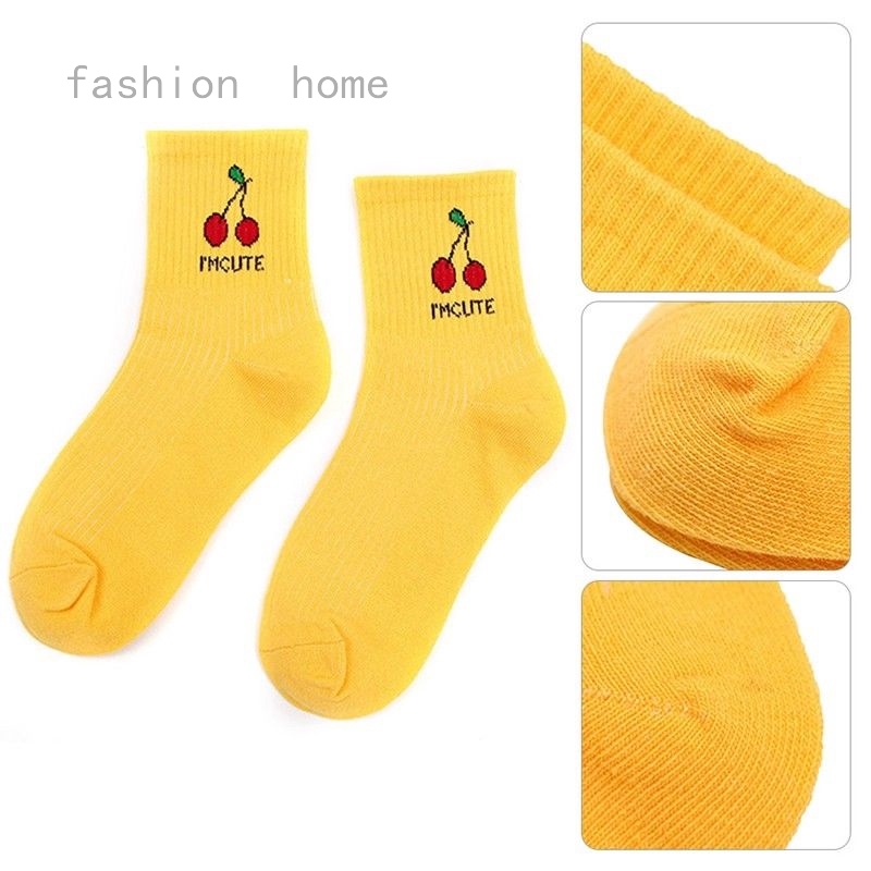 Women Sweet Orange Strawberry Fruit Pattern Cotton Harajuku Sock Soft Warm Socks