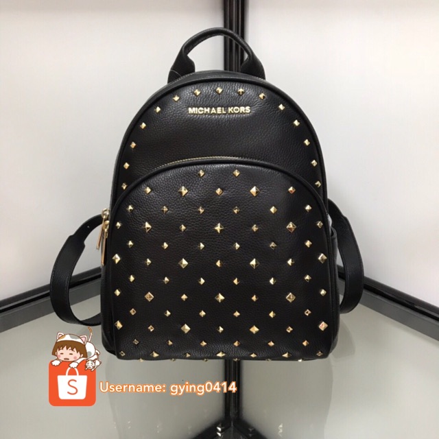 MK Michael Kors Abbey Medium Studded Backpack Leather Black Women Bag Beg |  Shopee Malaysia