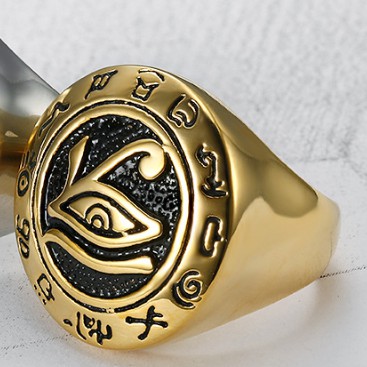 SEUSUK Vintage Fashion Punk Mens Egyptian Eye Horus Talisman Biker Ring Jewelry