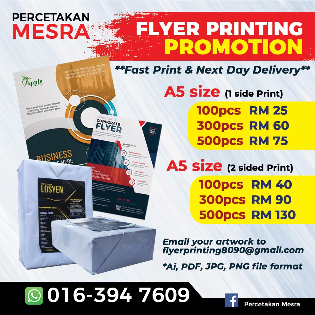 FAST PRINT] FLYERS / BROCHURE / LEAFLET / FLYER PRINTING A4 & A5 100 pcs , pcs and 500 pcs ART PAPER MATERIAL | Shopee Malaysia