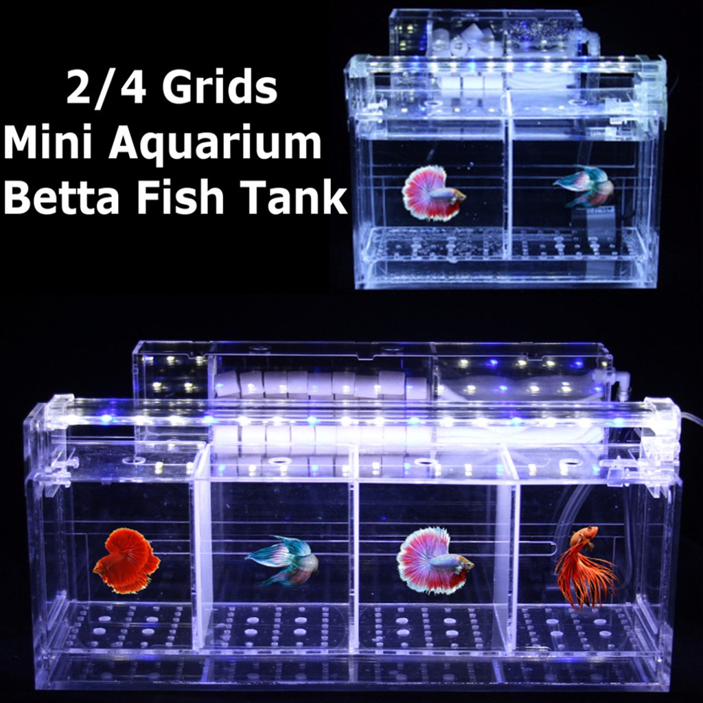 Led Acrylic Betta Fish Tank Mini Desktop Aquarium Water Pump