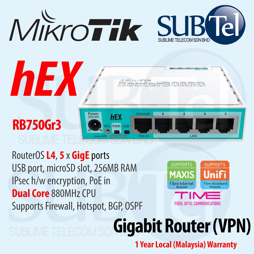 mikrotik routerboard 750 vpn router