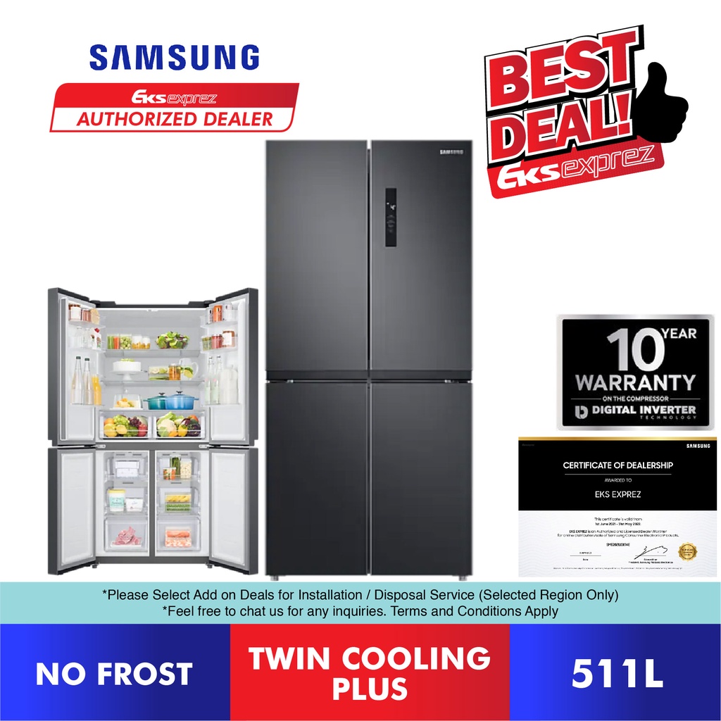 Samsung French Door Inverter Fridge (511L) RF48A4000B4/ME with Twin Cooling Refrigerator