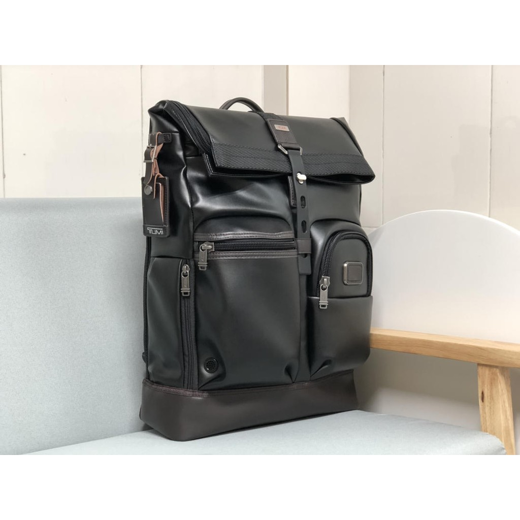 tumi leather backpack