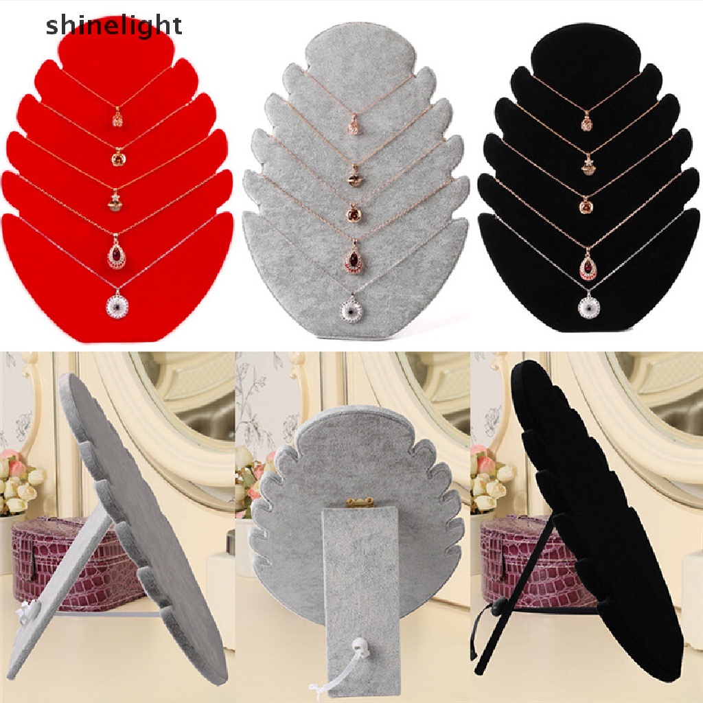 [shinelight] Flame Shape Necklace Jewelry Velvet Rack Pendant Chain Display Holder Stand [new]