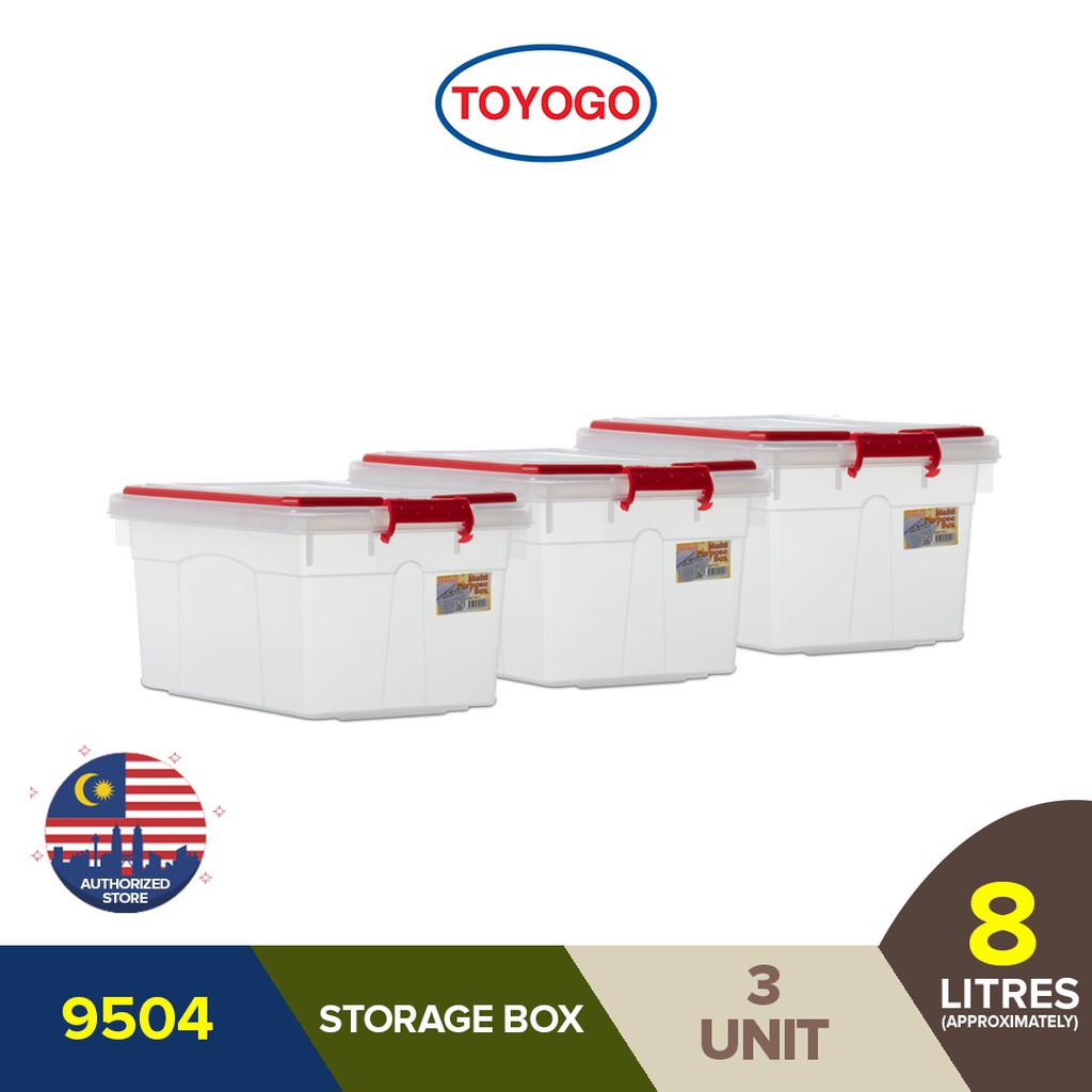 6X Toyogo Small Storage Box With Lid And Handles Container 9504 (7.7L