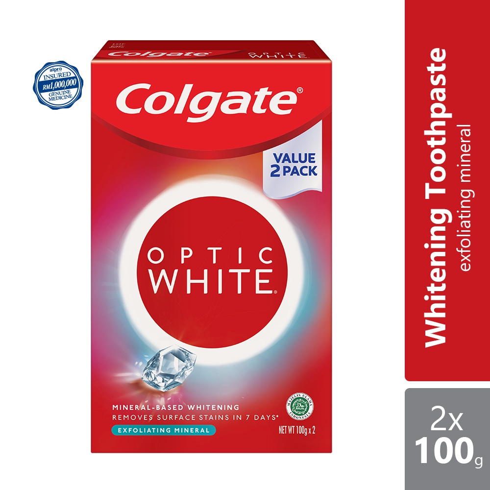 Colgate Optic White Exfoliating Mineral Toothpaste Valuepack 100g x 2 ...