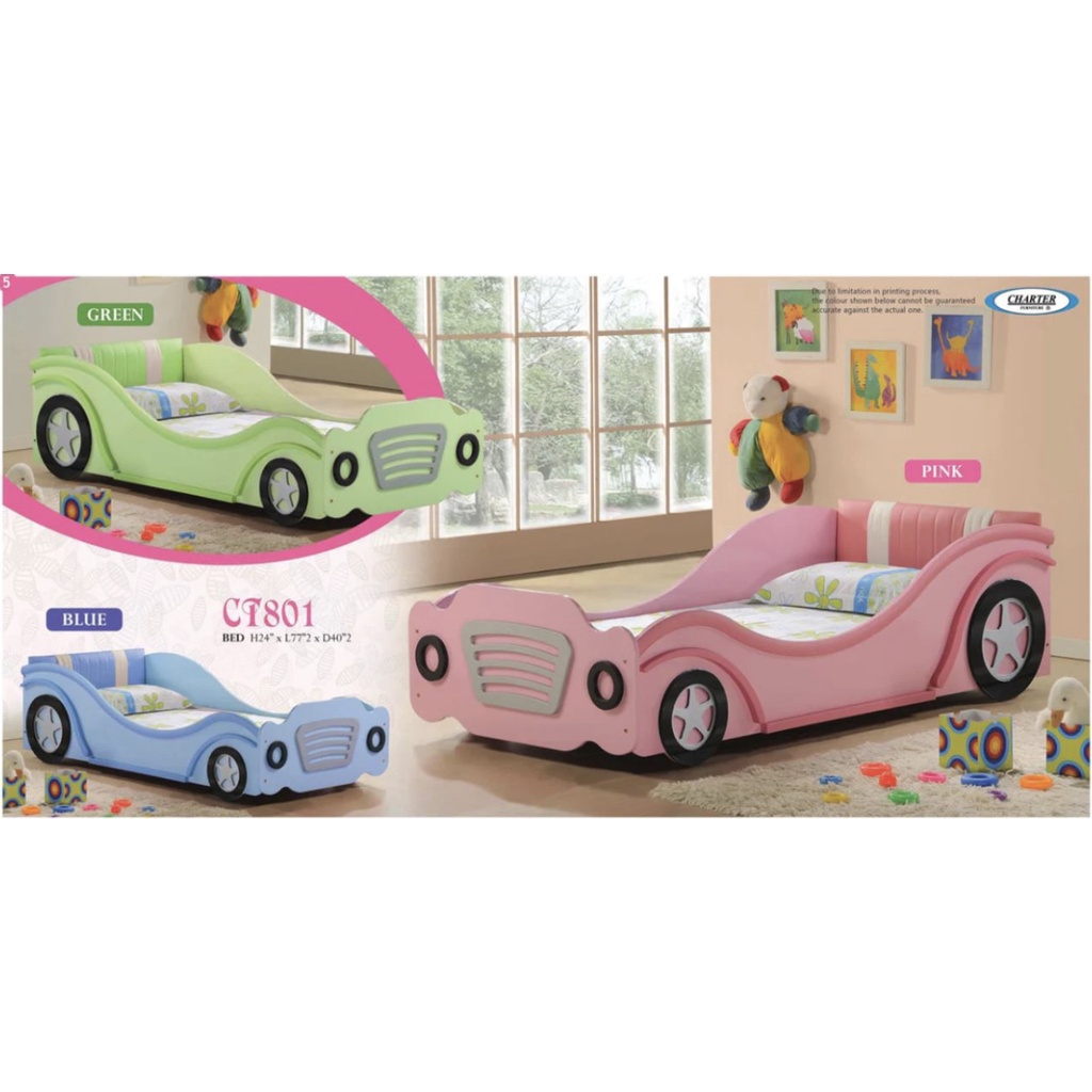 LX-CT 801, High Gloss SINGLE LUXURY CAR Bed Available in SKY BLUE & PINK COLOR!! Offer Without MATTRESS!! EXPORT SERIES