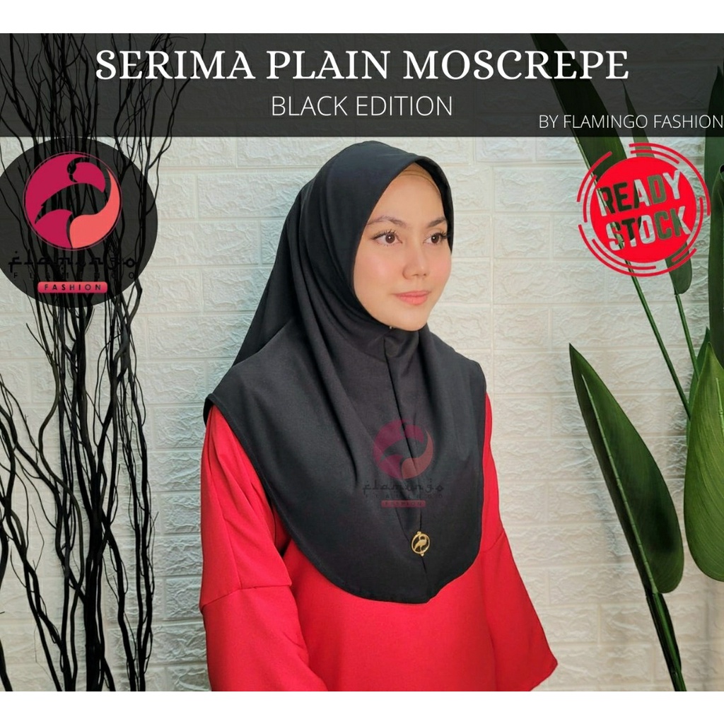 TUDUNG SERIMA PLAIN MOSCREPE (BLACK EDITION)