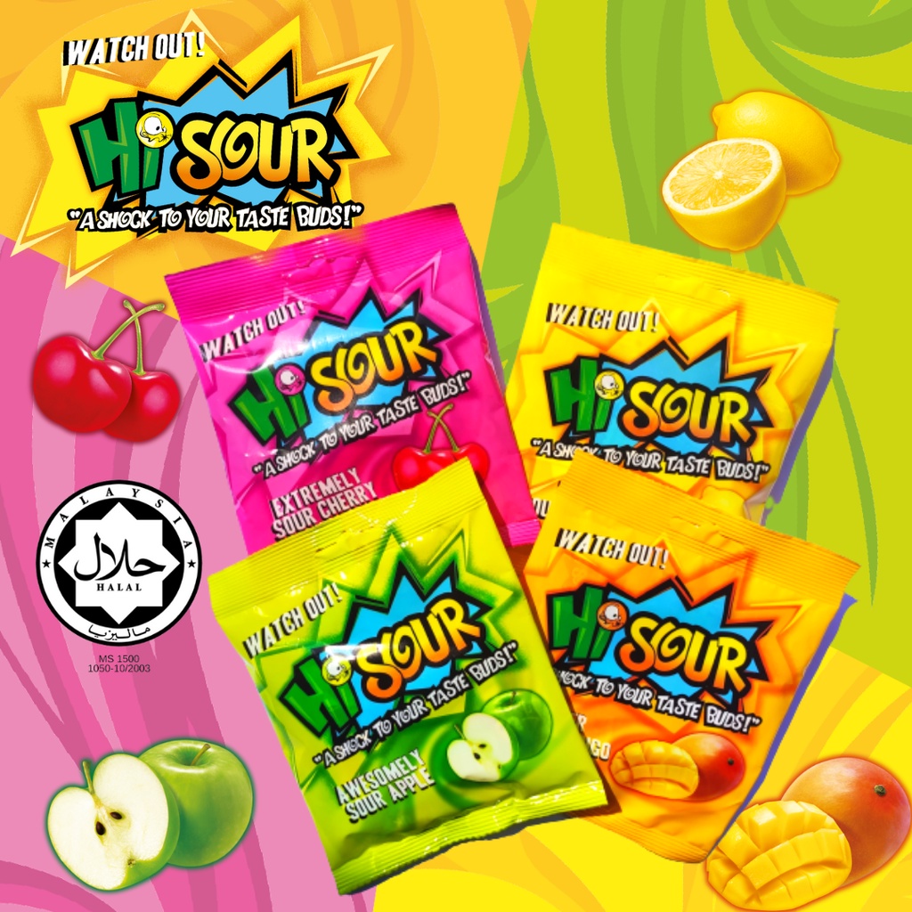 HI SOUR - A Shocking Sour Candies 25g X 4 Packs - Sour Apple 🍏 / Sour ...