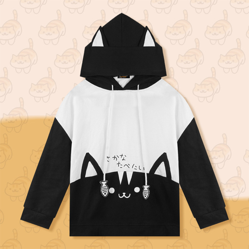 Anime Game Neko Atsume Cute Cat Pullover Tops Cartoon Unisex Sweatshirt 