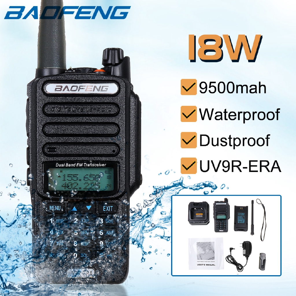 18W Baofeng UV-9R Plus VHF UHF Dual Band Handheld Two Way Radio Walkie ...