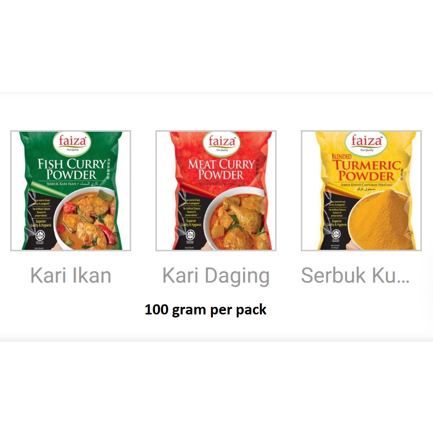 FAIZA 100g Rempah Serbuk Kari Daging / Ikan / Kunyit Meat Curry