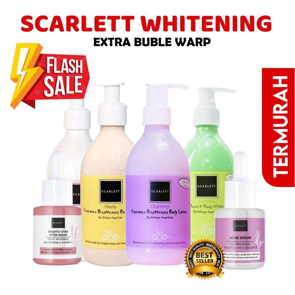 Scarlett Whitening Original Bpom Serum Body Lotion Scrub Shower Scrub
