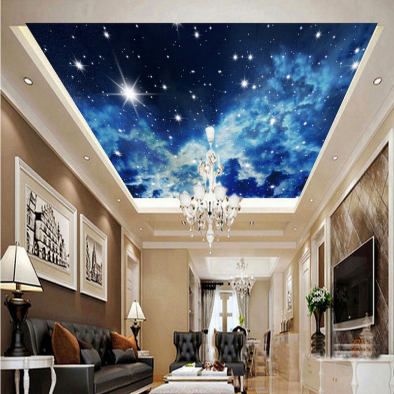 Dreamy Blue Sky Ceiling Painting 3d Wallpaper Living Room Tv Wall Bedroom Mural