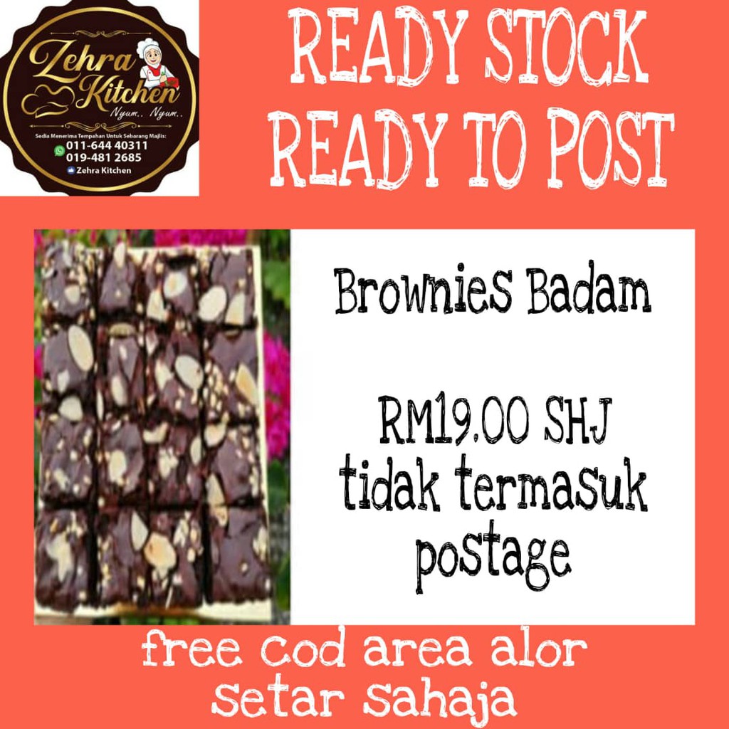 Brownies Badam-Brownies Nuty-less sugar-brownies kurang manis-viral-snack-moist-fudgy-party-manisan-birthday