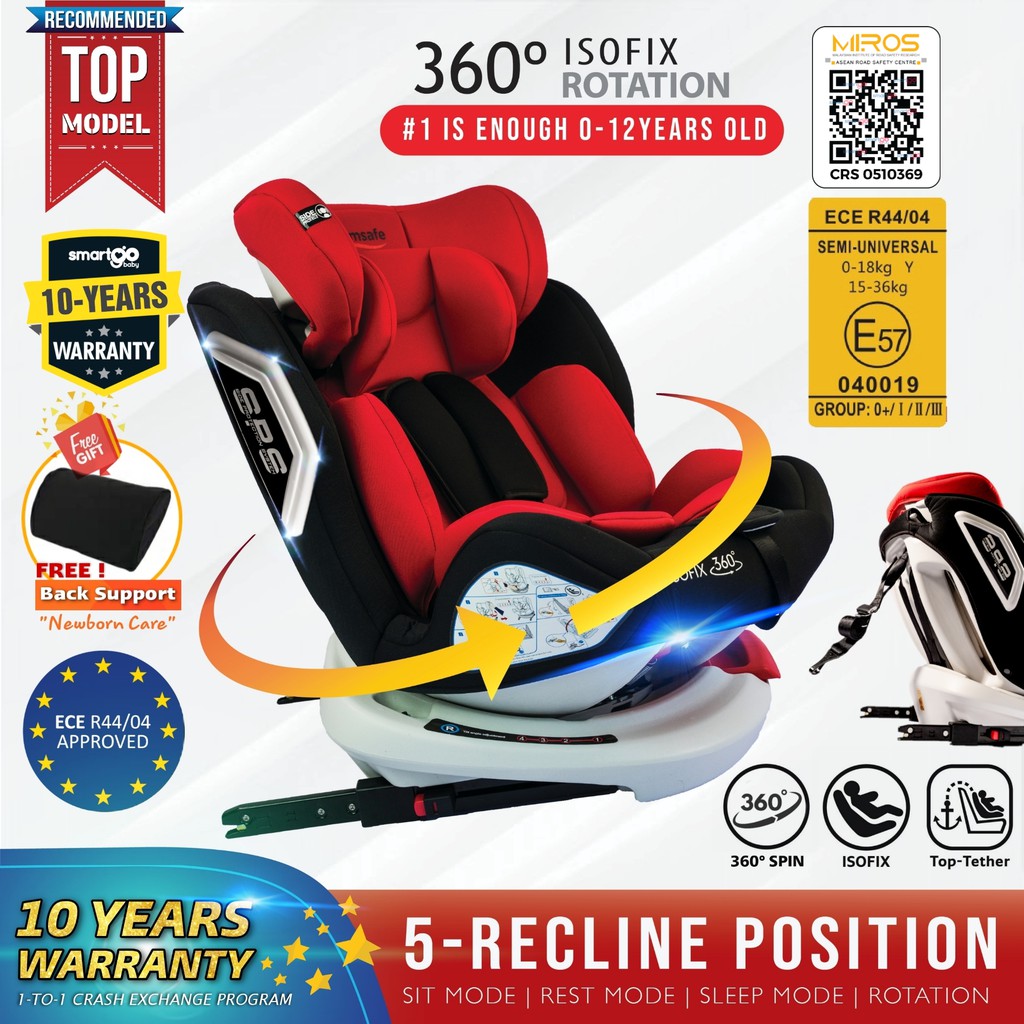 ‼️10 YRS WARRANTY‼️- SMARTGO 360° ISOFIX CAR SEAT