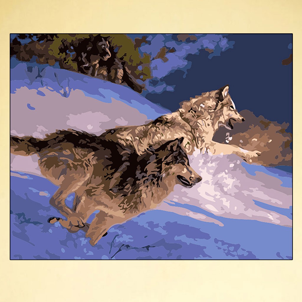 Wolf Diy Digital Oil Painting Paint Number Canvas Room Home Decor Without Frame